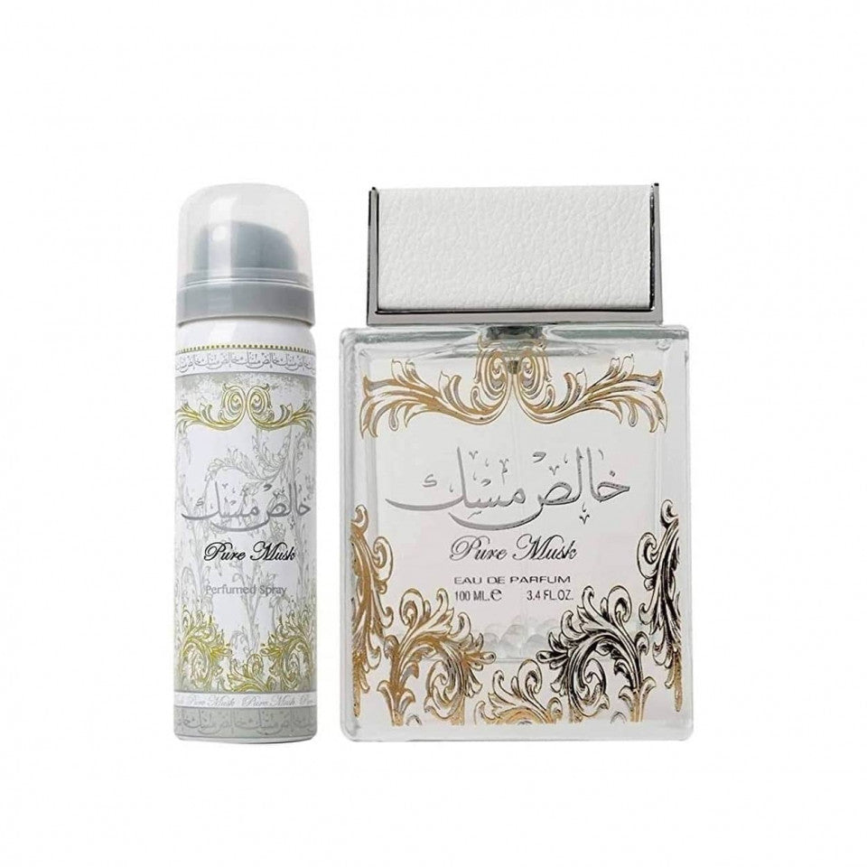 Lattafa Parfüm Pure Musk Eau de Parfum 100ml + Geschenk Deo Spray 50 ml